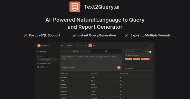 Text2Query.ai - AI-Powered Natural Language to Query